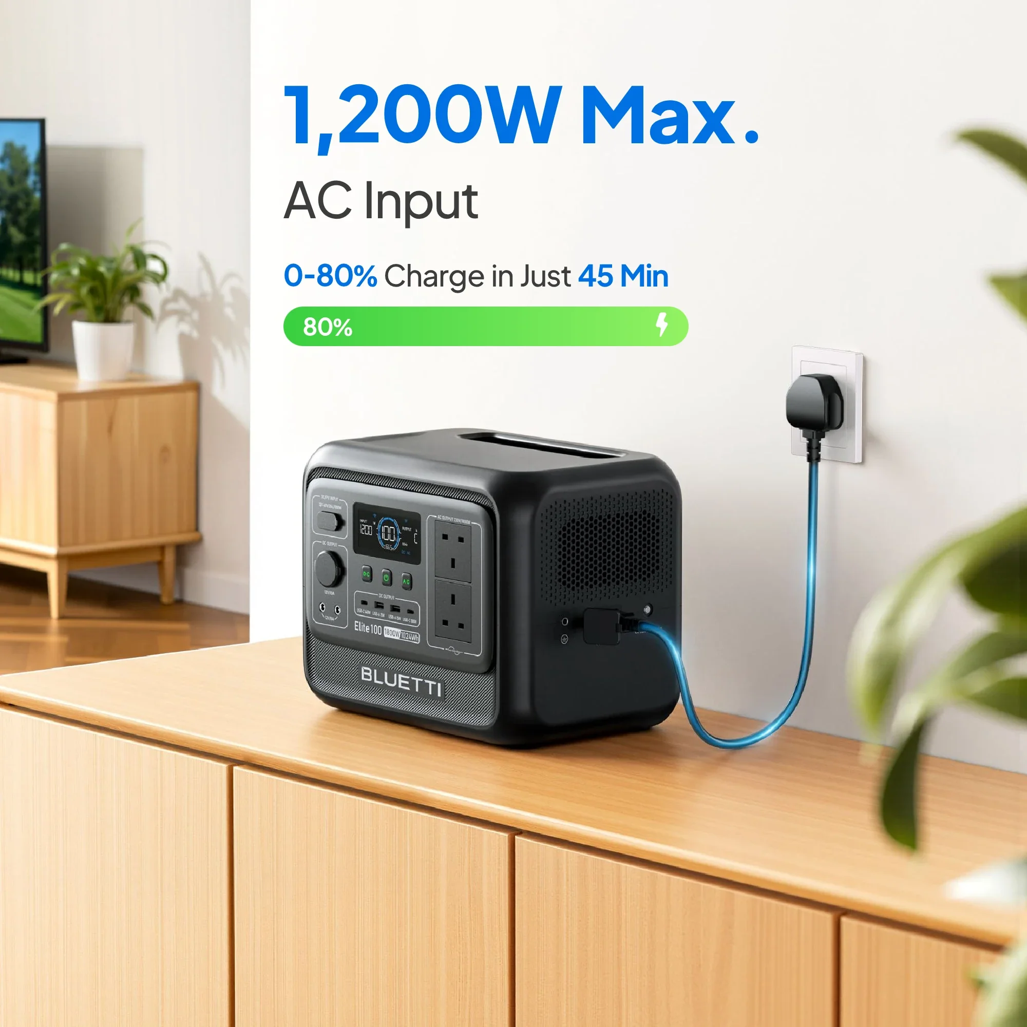 BLUETTI Elite 100 V2 Portable Power Station | 1,800W 1,024Wh | UK Plug - Image 2