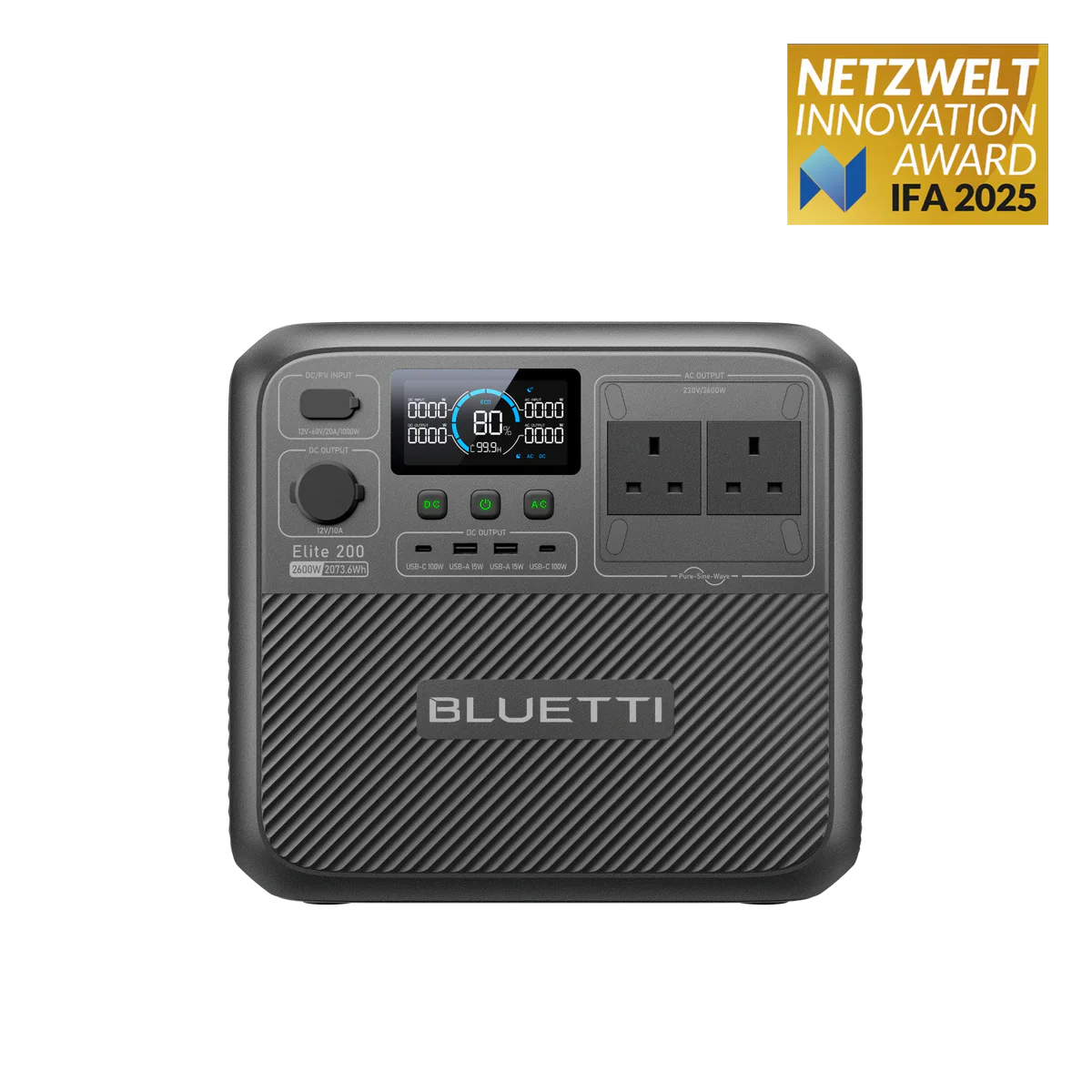 BLUETTI Elite 200 V2 Portable Power Station | 2,600W 2,073.6Wh | UK Plug