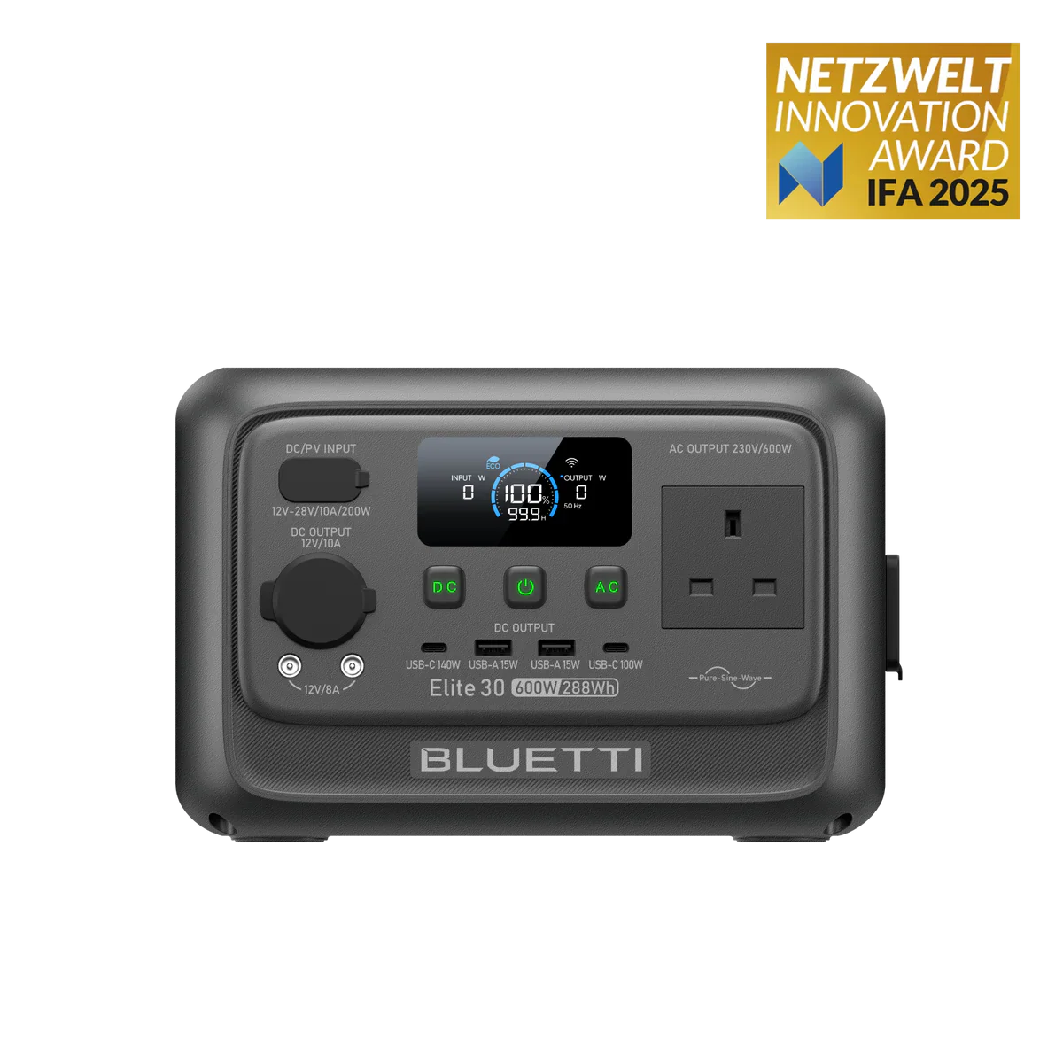 BLUETTI Elite 30 V2 Portable Power Station | 600W 288Wh | UK Plug